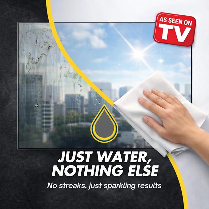 Microfiber Magic Streak Free Cleaning Cloth 10 Pack Clean Any Surface with Just Water Eco Friendly Perfect for Window, Mirror, Glass, Kitchen, Counters, Appliances, Car, Cycle, TV Screen