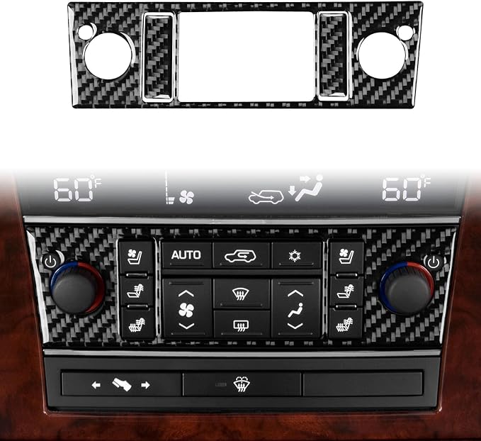 Fit for Cadillac Escalade ESV 2007-2014 / EXT Hybrid 2009-2013 | Central Console A C Control Panel Set Real Carbon FiberCompatible with Decorations | Accessories | Stickers | Self-adhesive
