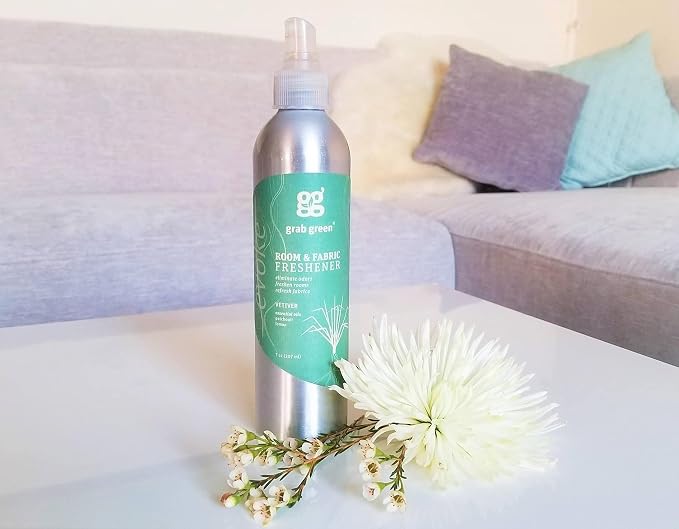 Grab Green Room and Fabric Freshener Spray, Vetiver, 3 x 7 oz Bottles | Plant & mineral-based, Odor Eliminator, Naturally derived, Made in USA