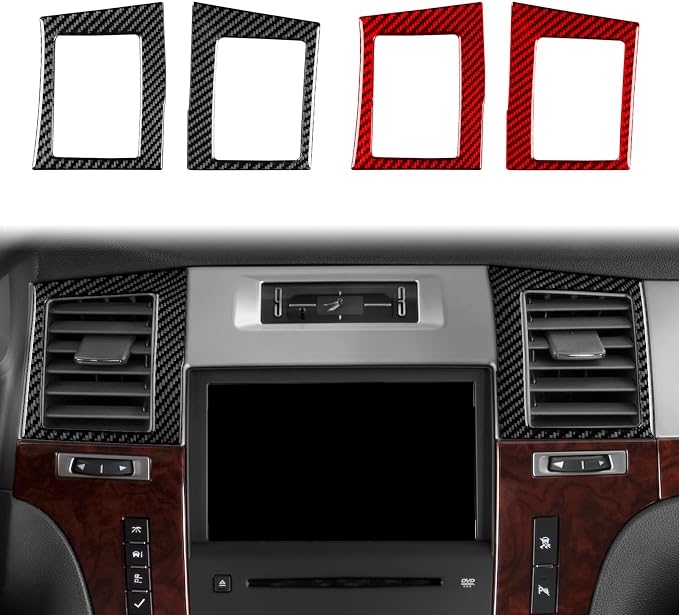 Decals Fit for Cadillac Escalade ESV 2007-2014 / EXT Hybrid 2009-2013 | Real Carbon Fiber | Accessories | Trim Central Console Air Vent Surround | Self-adhesive | Thick Overlay
