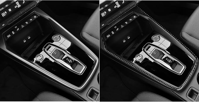 Fit for Audi A3 8Y S3 2021-2025 Real Carbon Fiber Gear Shift Stickers | Trim Gear Shift Surround Center Console Decorations | Accessories | Self-adhesive | Thick Overlay