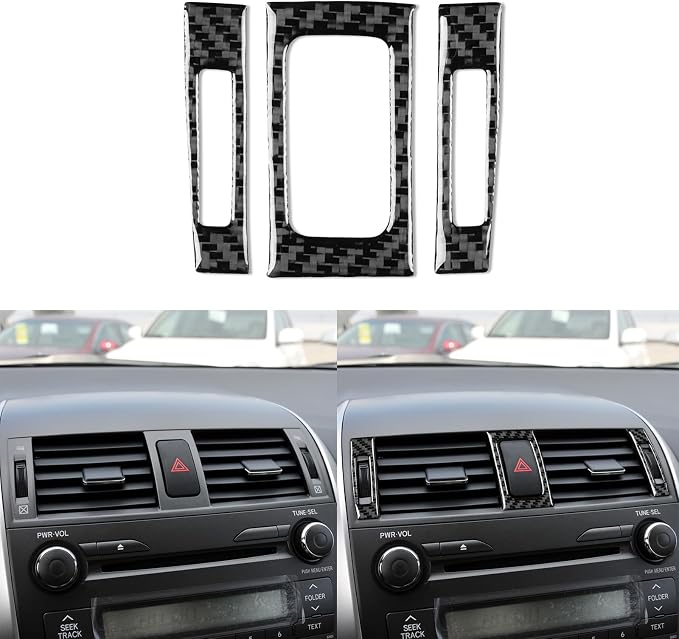 Center Vent Knob Trim for Toyota Corolla 2009-2013 Accessories Black | Soft Carbon Fiber | Upgrades for Car | Only for Left-Hand Drive | Anti-Scratch | Sporty Style