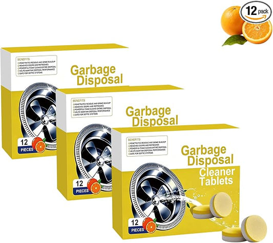 Deep Clean Disposal Tablets, Citrus Scent Garbage Disposal Cleaner Tablets, Powerful Foaming Action Removes Hidden Buildup and Keeps Kitchen Sink Fresh and Clean (3 Box (36 Pcs))