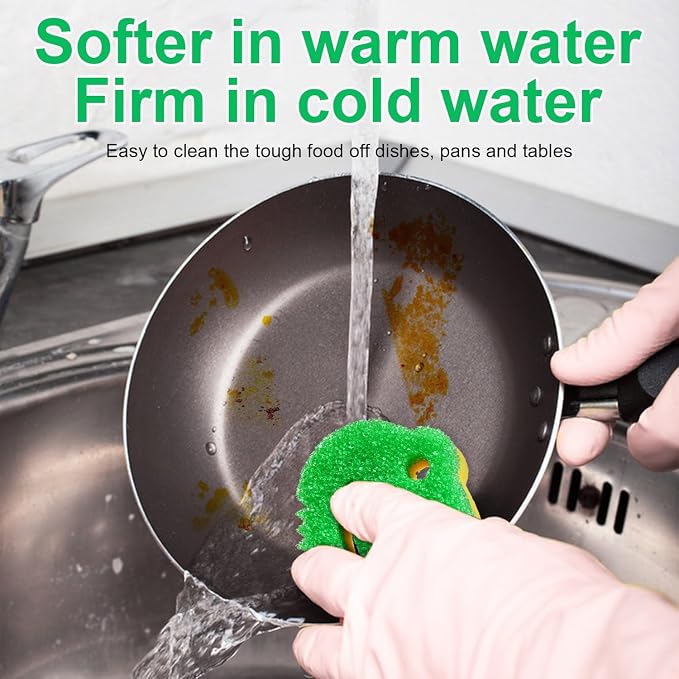 5 Pack Frog Dual-Sided Multi-Functional Scrub Sponge, Dual-Sided Temperature Controlled Kitchen Sponge for Dishes,Furniture,Scrub Sponges Household Cleaning Pads Bathroom Wall Cleaner