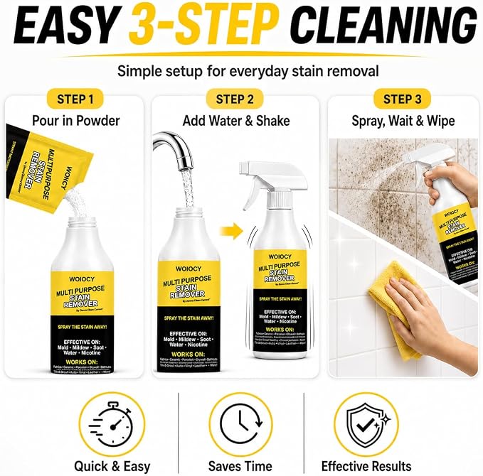 2-Pack Multi-Purpose Stain Remover, All Purpose Cleaner Spray for Water Marks, Yellowing, Soot & Residue, Indoor & Outdoor Hard Surfaces