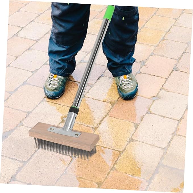 SUPVOX Heavy Duty Outdoor Scrub Brush with Hard Bristles for Tough Stains Concrete Patios and Decks Reliable Garden Cleaning Tool