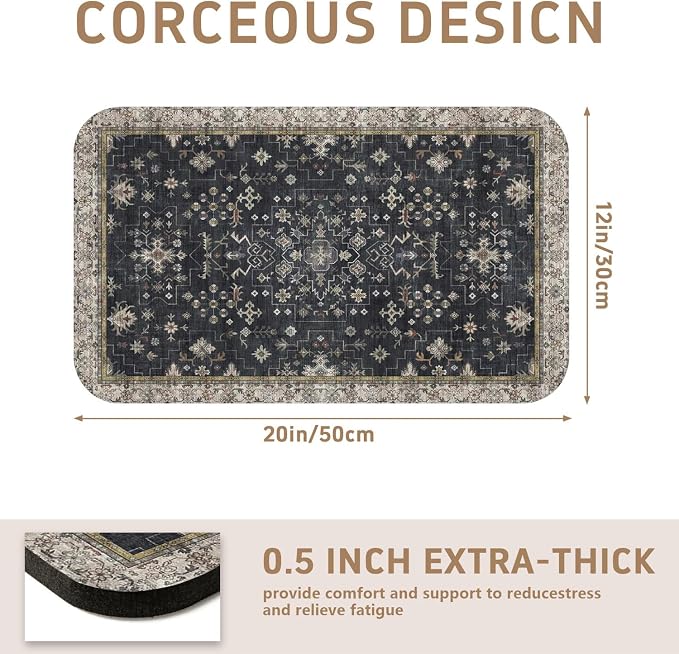 Dish Drying Mat, Vintage Rustic Boho Kitchen Dishes Absorbent Pad, 12x20in | Eco-friendly diatomite with non-slip rubber backing. Super absorbent mat for kitchen counters, coffee bars & sinks