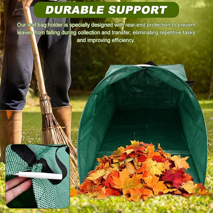 53 Gallon Leaf Collector, Large Yard Dustpan & Reusable Leaf Bag, Foldable Leaves Pick Up Tools Lea-f Loader, Heavy-Duty Lawn Sweeper for Leaves, Trash & Yard Waste(COLOR:Green)