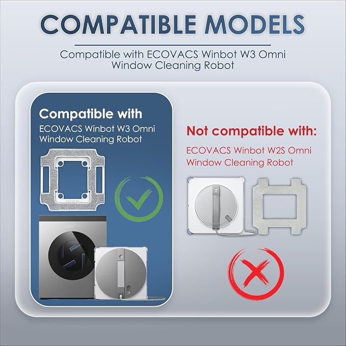 (1 Pack) W3 Omni Replacement Parts Cleaning Cloth Compatible with ECOVACS WINBOT W3 Omni Window Cleaning Robot, Mop Cloth Assembly with Bracket Holder, Microfiber Mop Pad, Tool-Free Installation