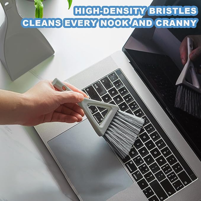 Dust Pan Broom Brush Dustpan -Mini Broom and Dustpan Combo Set, Handheld Sweeper Cleaning for Tables, Keyboards, Guinea Pig Cage, and Cat Litter, etc. (Grey)
