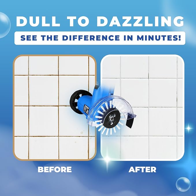 Electric Stand-Up Lightweight Grout Cleaner Machine – Easy-to-Use Tile Grout Cleaner for Deep Cleaning Kitchen Floors, Bathrooms & Tile Surfaces | Powerful Electric Floor Scrubber Tool