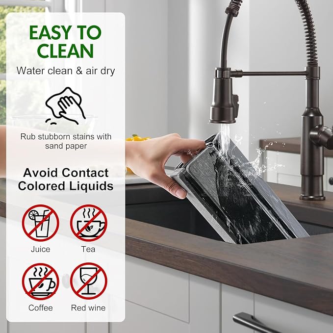 Large Stone Dish Drying Mat for Kitchen Counter 24" x 16" – Diatomaceous Earth Quick Dry Water Absorbing Mat –Roll up Drying Pads – Countertop Mats For Plates Dishes Rack –Matt Finish -Dark Gray