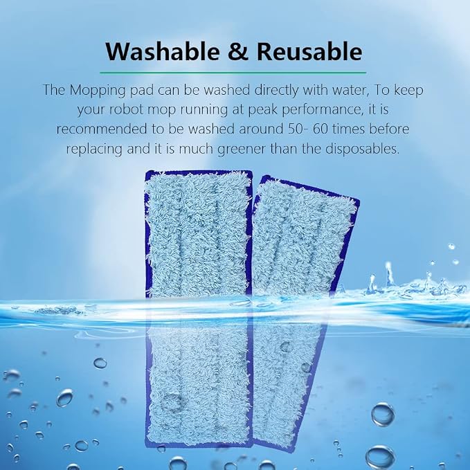 Mop Pads for iRobot Braava Jet 240 241 244 245 250, 6-Pack | Microfiber Mopping Cloth, Washable & Reusable Robot Vacuum Replacement Parts Accessories