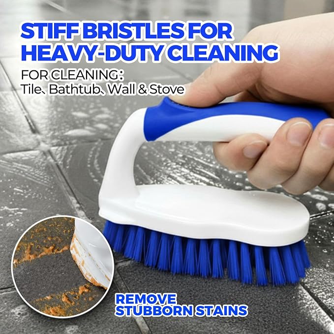 Holikme 6 Pack Cleaning Brush Scrub Brush Kitchen Brush for Floor,Blue | Scrub Brushes for Cleaning, Heavy-Duty Scrub Brush, Stiff Bristles Cleaning Brush for Kitchen Bathtub Floor and Wall
