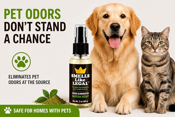 Matcha Scent 3 oz Travel Size Odor Eliminator Spray – Eliminates Smoke, Cannabis, Pet & Food Odors – Fabric Safe – Made in USA