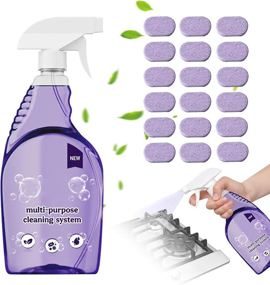 Clean Spray Cleaner for Ovens, All-Purpose Cleaning Spray, Multi-Surface Cleaner for Households, Instant Stain Removal (1 Bottle+18 Pcs Concentrated Cleaning Tablets)