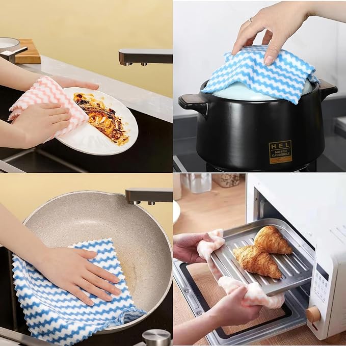 21 Pack Kitchen Towels Dish Towels Microfiber Cleaning Cloths – Ultra-Soft, Absorbent & Reusable 10" x 10" Lint Free Cloths Microfiber Cleaning Rags Reusable Washcloths for Furniture, Car, Tea, Bowl.