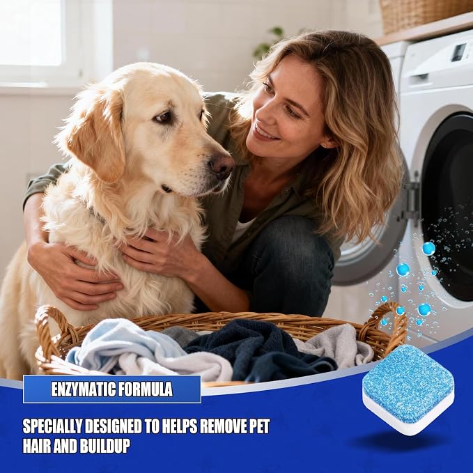 Washing Machine Cleaner Tablets - 24 Pack (12 Month Supply) | HE Compatible for Top & Front Load Washers | Pet-Safe Formula Eliminates Odors, Lint & Detergent Buildup