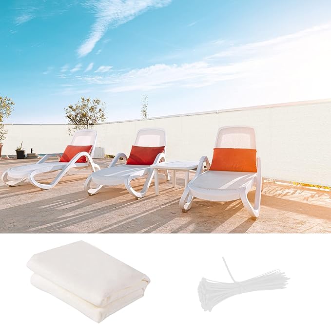 LOVE STORY 3' x 16' Balcony Privacy Screen Cover for Apartment, White | HDPE Fabric, 95% UV Block, Fence Cover for Patio Deck, Railing Screen for Porch, Privacy Protective, Custom Size Available