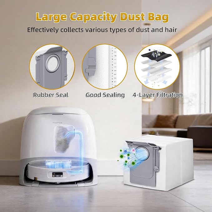 24 Pack Replacement Accessories for Roborock Qrevo Curv 2 Flow Robot Vacuum | 2 Pairs Main Brushes 2 Roller Mops 4 HEPA Filters 6 Side Brushes 6 Dust Bags 1 Cleaning Brush 1 Screwdriver