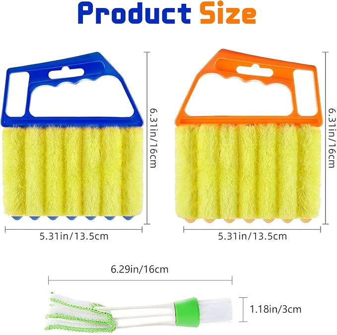 4Pcs Window Venetian Blind Cleaner Duster Tool,Venetian Washable Mini Handheld Brush,7 Fingers Dusting Cleaner and Air Vent Cleaner for Wood Blinds,Air Conditioner Vents,Fans Vents