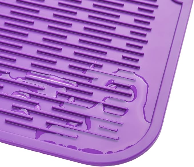 MicoYang Silicone Dish Drying Mat for Multiple Usage,Easy clean,Eco-friendly,Heat-resistant Silicone Mat for Kitchen Counter or Sink,Refrigerator or Drawer Liner Purple XL 18 inches x 16 inches