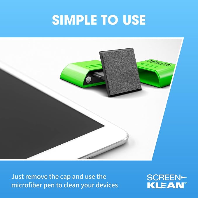 CarbonKlean ScreenKlean Tablet Screen Cleaner - Compatible with iPad, Android & Amazon - with Carbon Microfiber Tech-Injected Green-1 Count (Pack of 1)