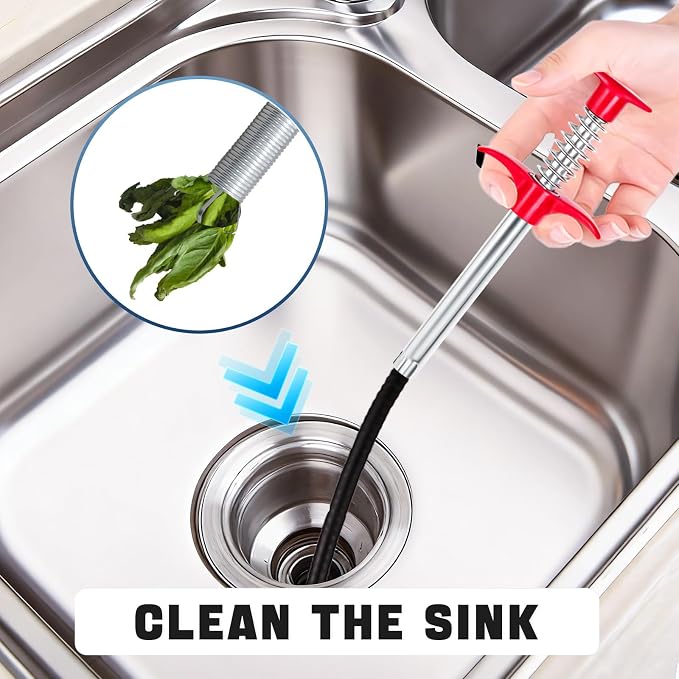 Flexible Grabber Claw, 4 Claws Drain Snake with Tweezers, Drain Clog Remover Bendable Hose Grabber Reacher Tool for Toilet Sewer Shower Kitchen Bathroom Tub Clogged (24 inch)