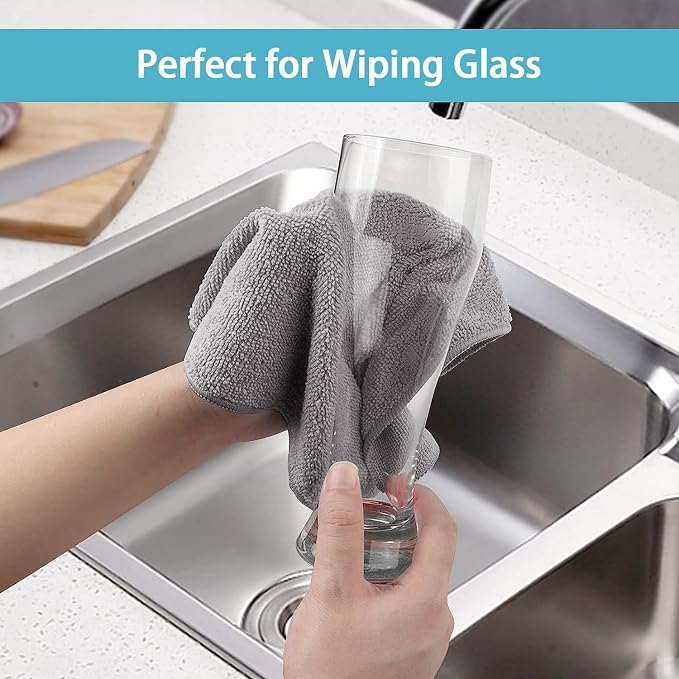 HOMEXCEL Grey Microfiber Cleaning Cloth 400 Pack, Microfiber Towel for Cars, Lint Free, Scratch-Free, Highly Absorbent, and Cleaning Rags for House, Window and Glass, Cars, TV Screen 11.5 X11.5 inch