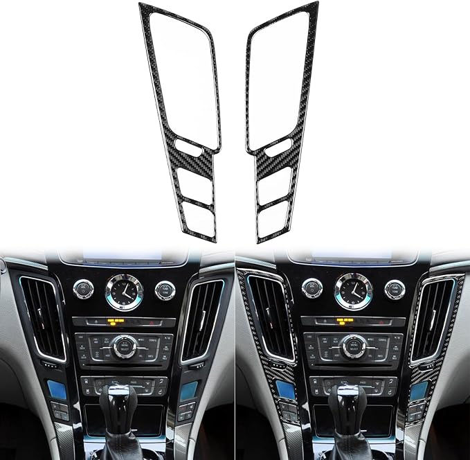 Real Carbon Fiber Trim for Cadillac CTS Accessories | for 2008 2009 2010 2011 2012 2013 Center Console Side Frame Sticker Interior Thick Overlay Decal