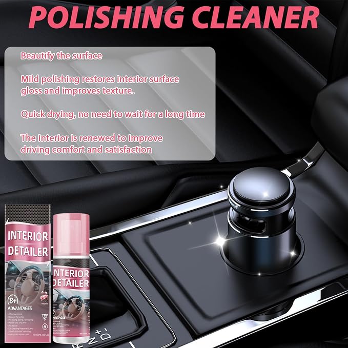 2pcs Car Interior Cleaner,Deep Cleaner Polishing, Large 15 Ounce Capacity Interior Detailer, Tire Cleaner, Suitable for Cleaning Rubber, leather Surfaces Inside the Car