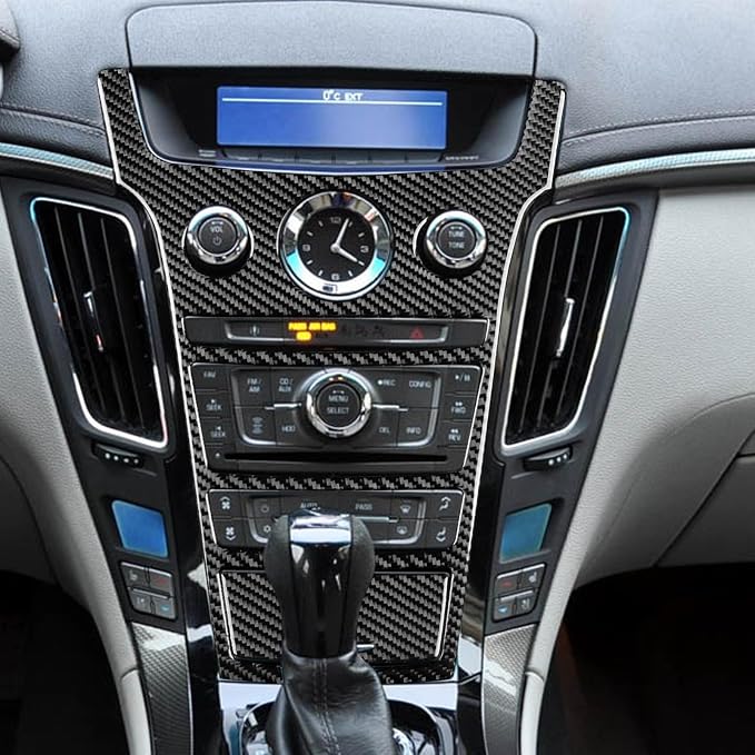 Central Control Gear Shift Panel Trim Compatible with Cadillac CTS 2008 2009 2010 2011 2012 2013 Anti-Scratch Panel Decorative Sticker Real Carbon Fiber