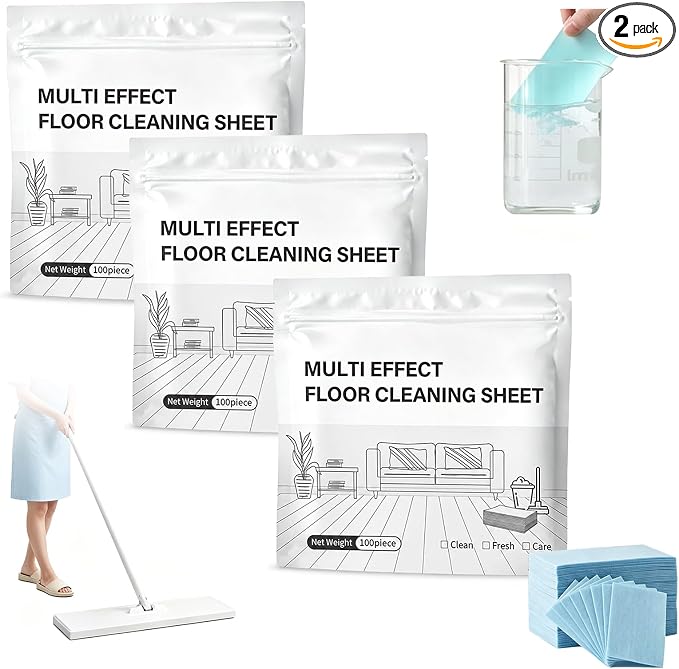 200Pcs Floor Cleaning Tablets, Multi-Surface Cleaner, Multiple Effect The Floor Clean, Multi Effect Floor Cleaner Sheets with Fresh Scent for Hardwood Floors, Laminate, Wall Tiles, Glass & More (Blue)