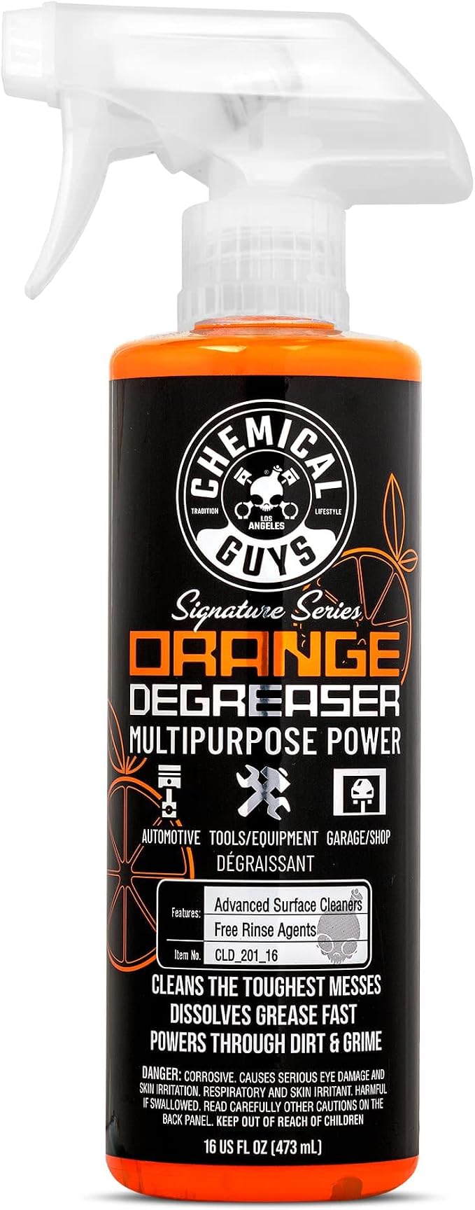 Chemical Guys, Signature Series Orange Degreaser Spray, Heavy Duty, 16 oz | Heavy-duty citrus degreaser breaks down grease and oil on engines, tires, tools and undercarriages, dilutable