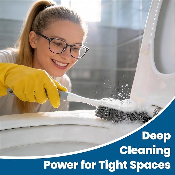 3 Pack Hard Bristle Scrub Brush Set, Heavy Duty Cleaning Brushes with Ergonomic Handle, Specifically Designed for Bathroom, Shower, Bathtub, Tub, Carpet, Floor, Grout, Tile