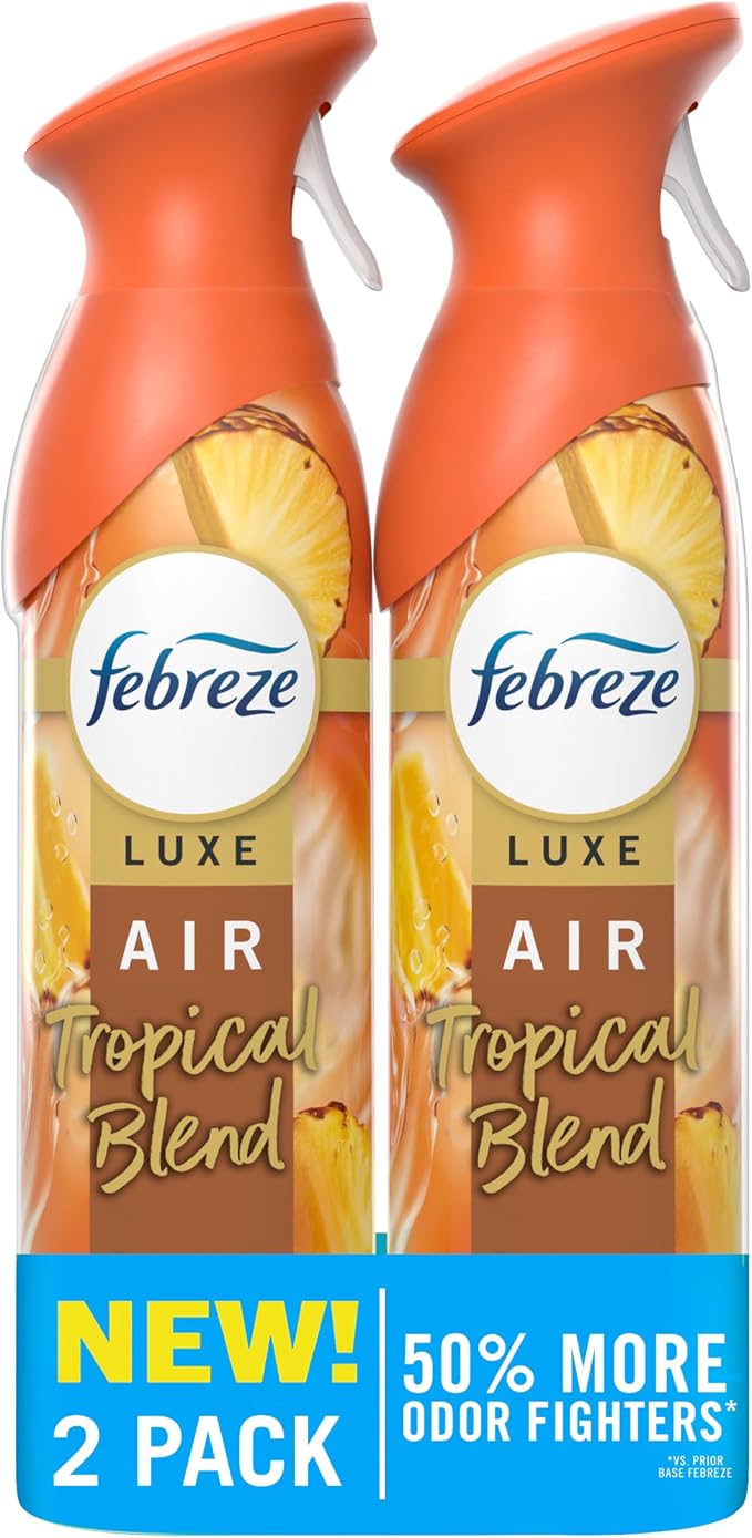 Febreze Air Mist, Air Freshener Spray, Odor Fighting Room Spray, Deodorizer for Home Bathroom Kitchen Office Apartment Dorm Room Classroom, Tropical Blend, 8.1oz, 2ct