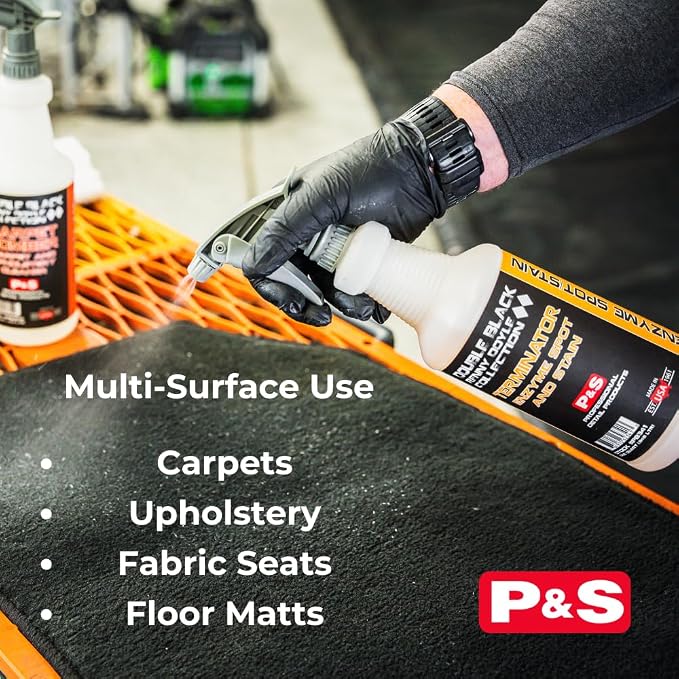 P & S PROFESSIONAL DETAIL PRODUCTS Terminator Enzyme Spot & Stain Remover – Professional Upholstery & Carpet Cleaner, Eliminates Grease, Dirt, Protein-Based Stains, Fresh Scent - 1 Gallon