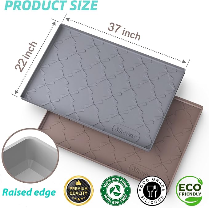 SIKADEER 37" x 22" Under Sink Mat Waterproof, Silicone Mat Kitchen Drawer Shelf and Cabinet Liner, Sink Protector for Kitchen Organizers and Storage, Boot Tray Pet Food Mats