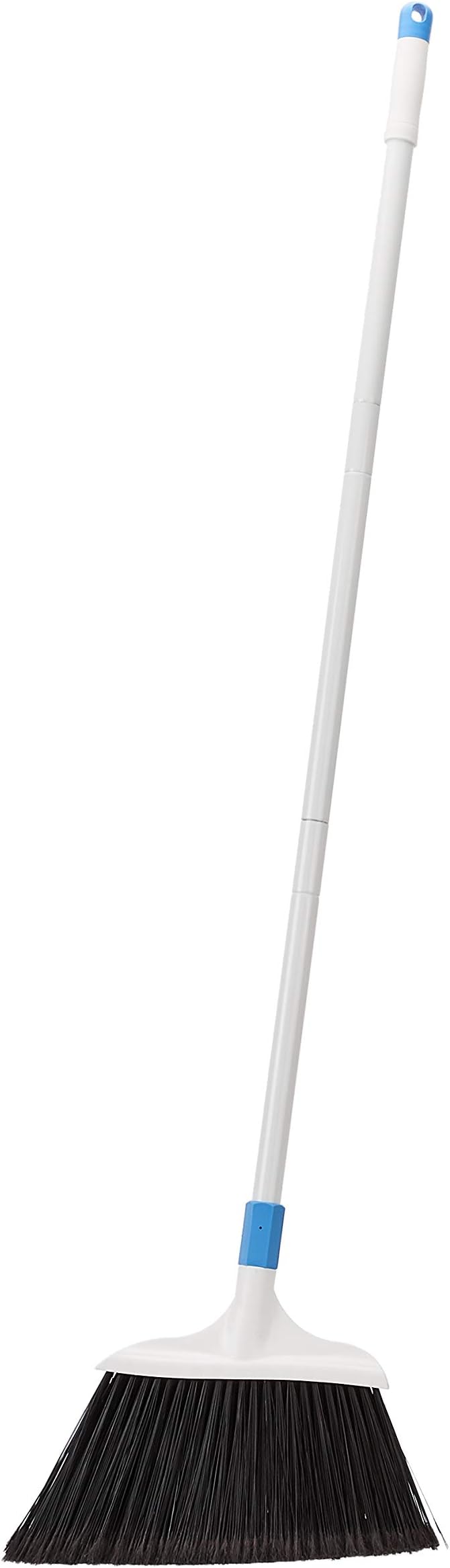 Amazon Basics Heavy-Duty Floor Cleaning Broom with Stiff Bristles, Sturdy 3-Piece Handle, Easy to Assemble, Indoor Outdoor Use for Driveways and Sidewalks, Blue and White