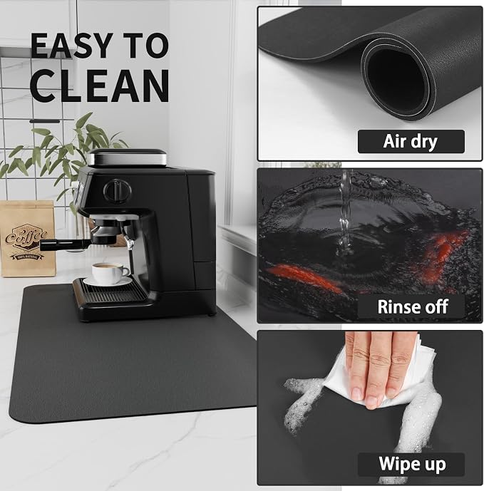HotLive Coffee Mat - Absorbent Hide Stain Rubber Backed Dish Drying Mat for Kitchen Counter - Bar Mats for Countertops Accessories Fit Under Coffee Maker Espresso Machine