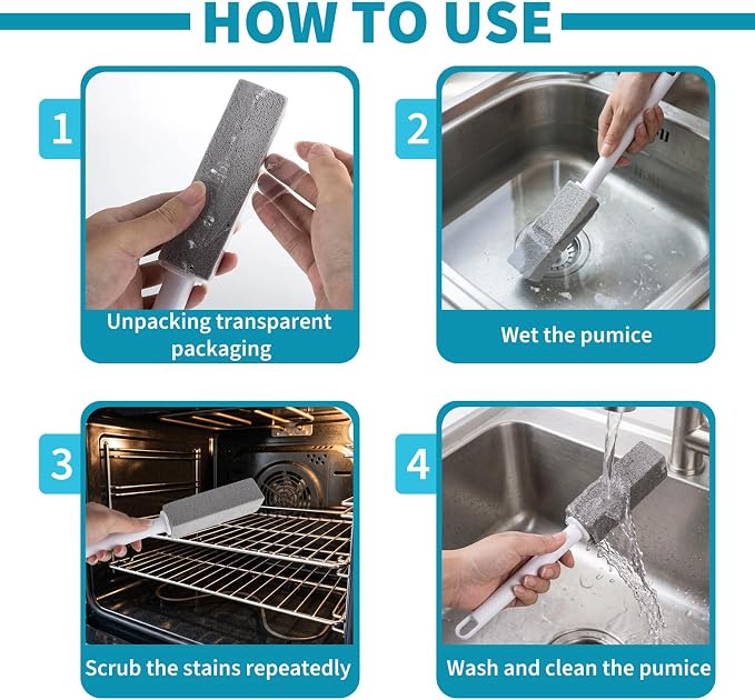 Pumice Cleaning Stone for Stove, Pumice Stone for Cleaning Oven with Oven Cleaner Brush, 3 Packs Pumice Stone for Grill, Stove Grates, Stone Top Cleaner Pumice Stones for Kitchen