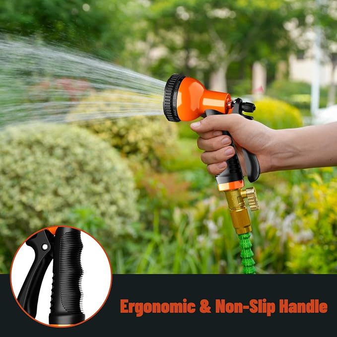Besiter Garden Hose Nozzle Sprayer 10 Watering Patterns Spray Nozzles Heavy Duty Hose Head Lightweight Hose Attachment Orange