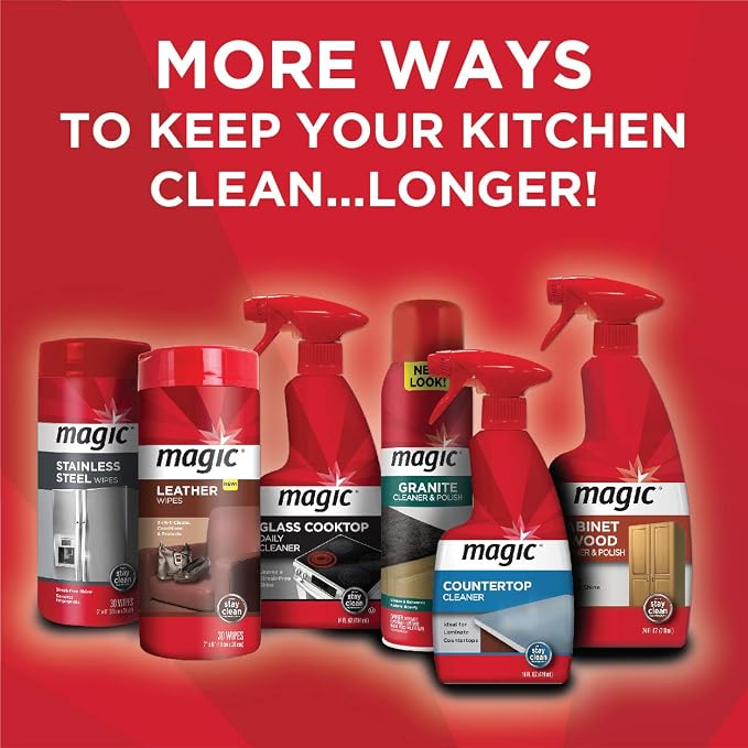 Magic Stainless Steel Cleaner Aerosol - 17 Ounce (6 Pack) - Removes Fingerprints Residue Water Marks and Grease from Appliances - Refrigerator Dishwasher Oven Grill
