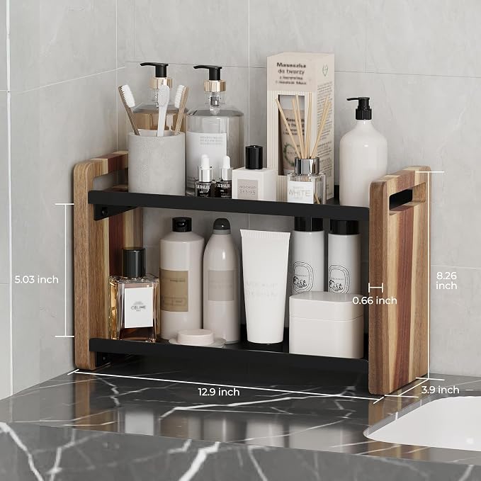 Bathroom Counter Organizer,Bathroom Counter Shelf,Bathroom Organizers,Organizers and Storage,Under Sink Organizer,Cologne Organizer for Men,Cologne Cabinet,Vanity Shelf(Acacia 2 Tier)