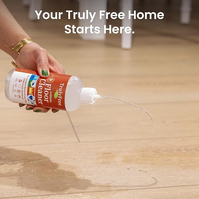 Truly Free Floor Cleaner Kit - Plant-Based Mopping Solution - DIY All-Surface Cleaner for Hardwood, Tile, Wood & Concrete (16 oz Reusable Empty Bottle + Two Fills, 3 oz ea.)