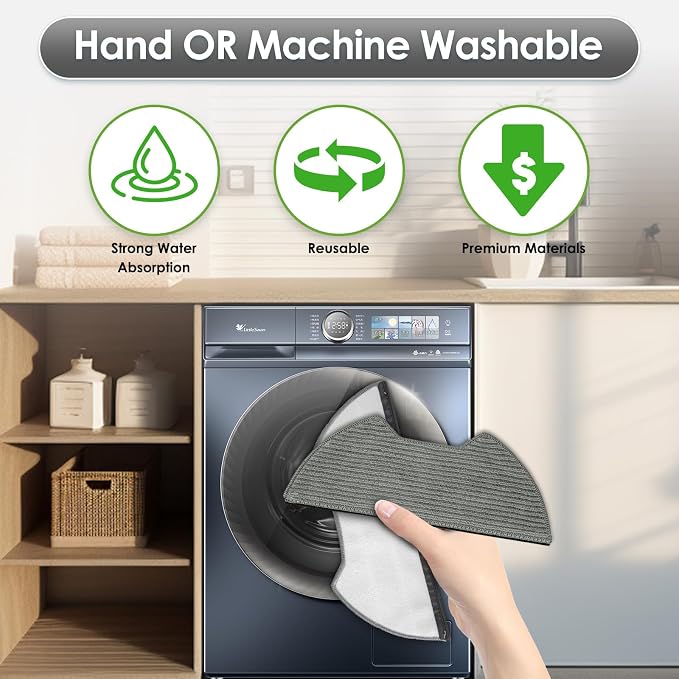 (4 Pack) UR2650WS Replacement Mop Pads Compatible with Shark Matrix Plus 2-in-1 Robot Vacuum Cleaner, Washable Mop Cloths, Mop Pad Refill Accessories kit, Mopping Pads