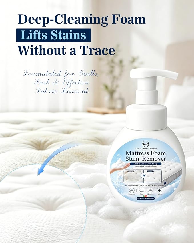 Snowlily Mattress Stain Remover Foam Spray - Multi-Surface Fabric and Upholstery Cleaner, Pet-Safe, Non-Toxic, Quick-Drying for Mattress, Couch, Carpet,300ml
