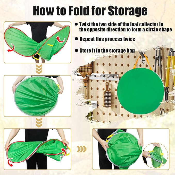 UQM Leaf Collector, Portable Pop Up Leaf Bags, Foldable Leaf Pick Up Tools | Foldable Leaf Pick Up Tools, Reusable Yard Garden Bags for Leaves Lawn Trash