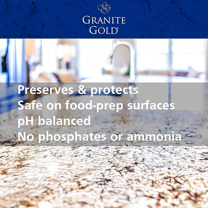 Granite Gold Daily Cleaner Spray Streak-Free Cleaning for Granite, Marble, Travertine, Quartz, Natural Stone Countertops, and Floors, 112 Fl Oz Value Pack