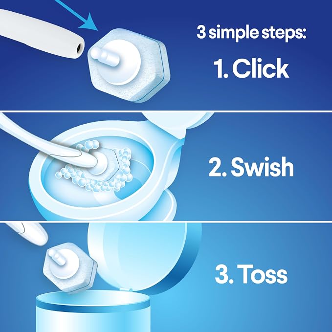 CLOROX ToiletWand Disposable Toilet Cleaning System, Spring Cleaning Essential, ToiletWand, Storage Caddy, and 16 Disinfecting-ToiletWand Scrubbing Pad Refills (Pack of 6)